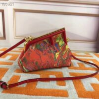 Fendi Women FF First Medium Red Marble Fabric Bag (5)