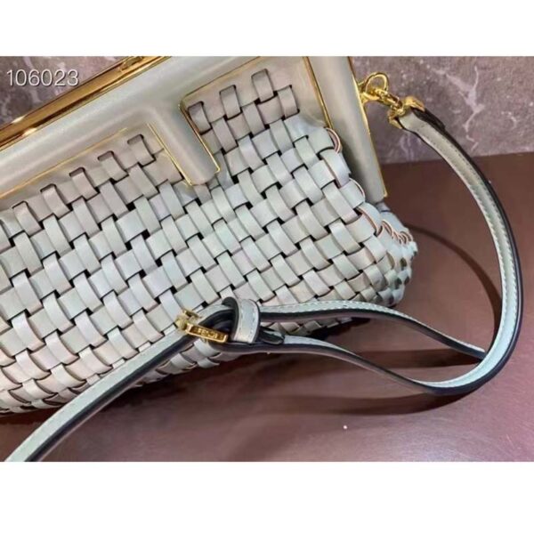 Fendi Women FF First Small Bag Beige Braided Leather Bag (2)