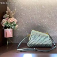 Fendi Women FF First Small Bag Mint Green Leather Interlace Bag (5)