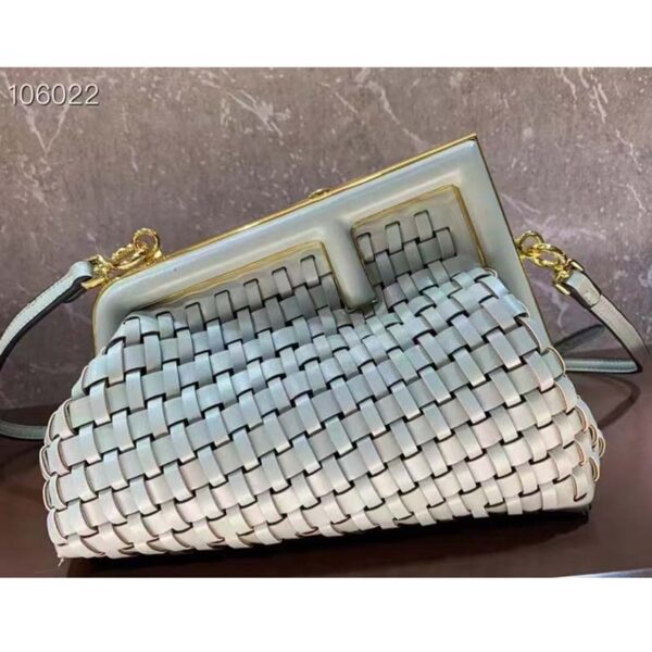 Fendi Women FF First Small Bag Mint Green Leather Interlace Bag (2)