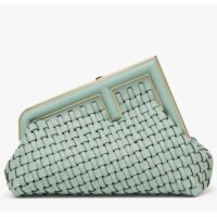 Fendi Women FF First Small Bag Mint Green Leather Interlace Bag (5)