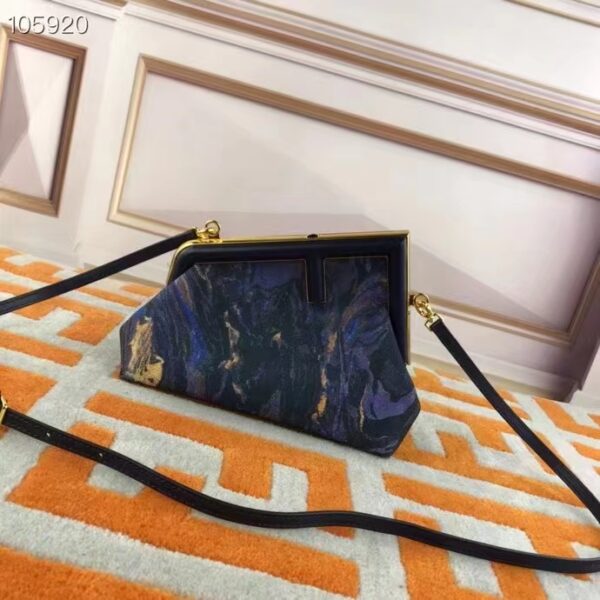 Fendi Women FF First Small Blue Marbled Fabric Bag (2)