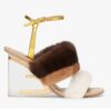 Fendi Women FF First White Mink High-Heeled Slingbacks 9.5 cm Heel