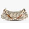 Fendi Women FF O’Lock Swing Dove Gray Tapestry Fabric Pouch