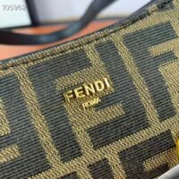 Fendi Women FF O’Lock Swing Dove Gray Tapestry Fabric Pouch (1)