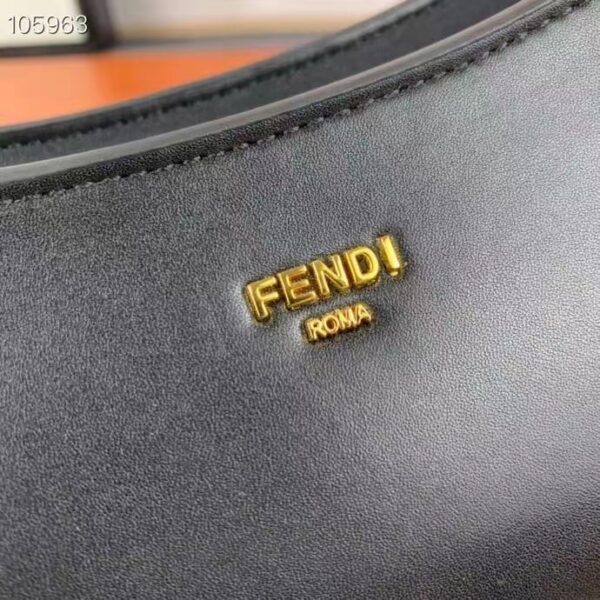 Fendi Women FF O’Lock Swing Mint Black Leather Pouch (1)