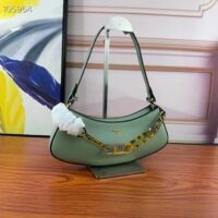 Fendi Women FF O’Lock Swing Mint Green Leather Pouch (20)