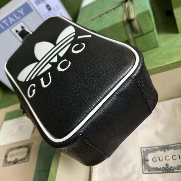 Gucci Unisex Adidas x Gucci Mini Top Handle Bag Black Leather GG Trefoil Print (2)
