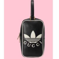 Gucci Unisex Adidas x Gucci Mini Top Handle Bag Black Leather GG Trefoil Print (6)