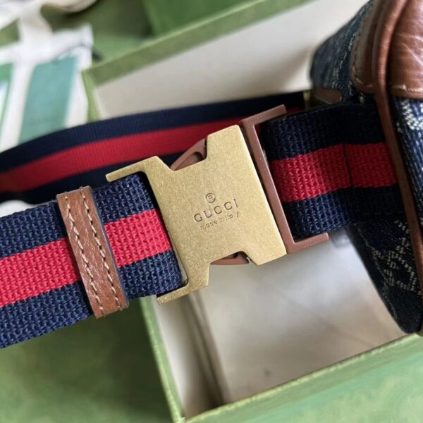 Gucci Unisex Belt bag Interlocking G Blue Ivory GG Denim Jacquard (9)