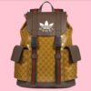 Gucci Unisex GG Adidas x Gucci Backpack Beige Brown GG Crystal Canvas Trefoil Print