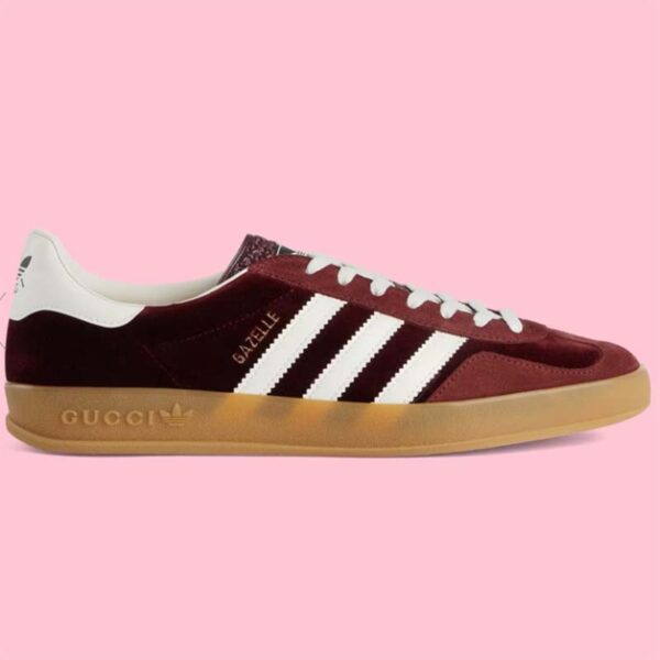 Gucci Unisex GG Adidas x Gucci Gazelle Sneaker Burgundy Velvet Suede Duchesse Demetra (9)