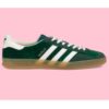 Gucci Unisex GG Adidas x Gucci Gazelle Sneaker Green Suede White Demetra Trefoil