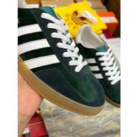 Gucci Unisex GG Adidas x Gucci Gazelle Sneaker Green Suede White Demetra Trefoil (4)