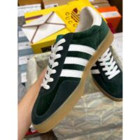 Gucci Unisex GG Adidas x Gucci Gazelle Sneaker Green Suede White Demetra Trefoil (4)