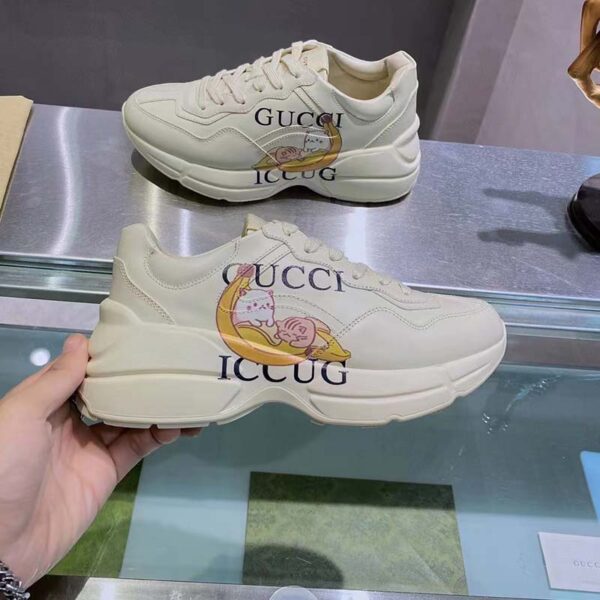 Gucci Unisex GG Bananya Rhyton Sneaker Ivory Demetra Rubber Sole 5 Cm Heel (10)