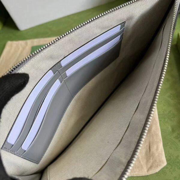 Gucci Unisex GG Embossed Medium Messenger Bag Grey Leather (10)