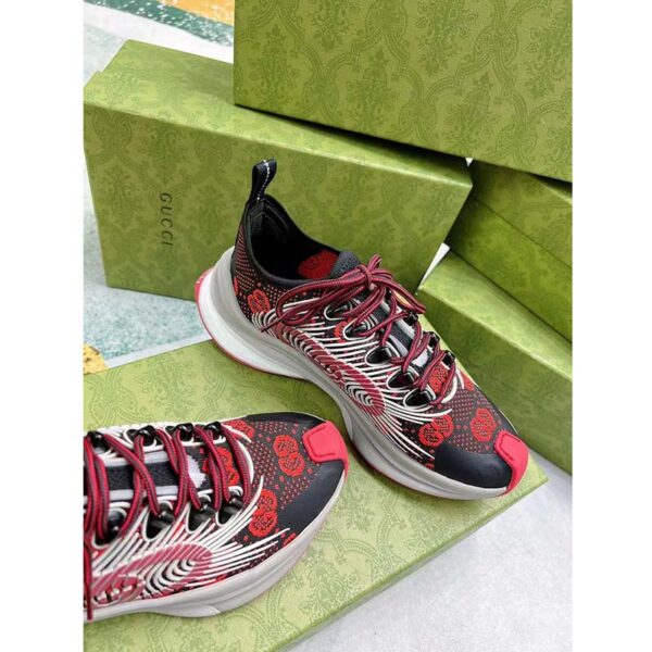 Gucci Unisex GG Run Sneaker Black Red Technical Knit Fabric Rubber Interlocking G (5)