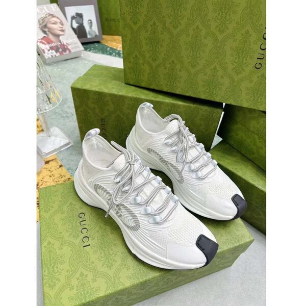 Gucci Unisex GG Run Sneaker White Technical Knit Fabric Rubber Interlocking G (5)