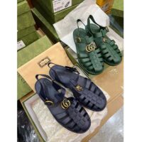 Gucci Unisex GG Sandal Double G Transparent Emerald Green Rubber Flat (3)