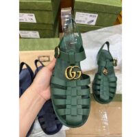 Gucci Unisex GG Sandal Double G Transparent Emerald Green Rubber Flat (3)