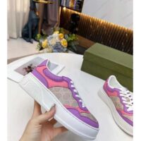 Gucci Unisex GG Sneaker Pink Purple Beige Supreme Canvas Grey Perforated Leather (2)