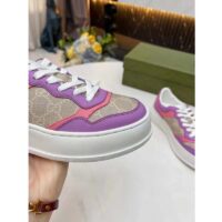Gucci Unisex GG Sneaker Pink Purple Beige Supreme Canvas Grey Perforated Leather (2)