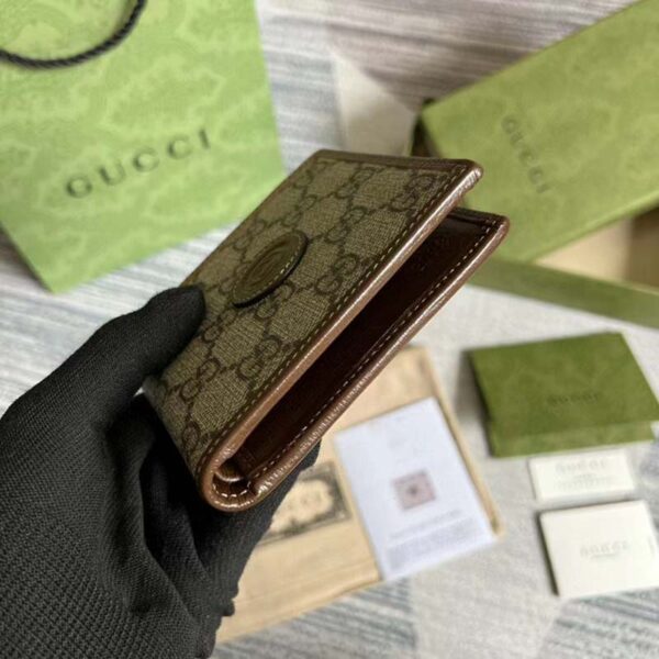 Gucci Unisex GG Wallet Interlocking G Beige Ebony GG Supreme Fabric (2)