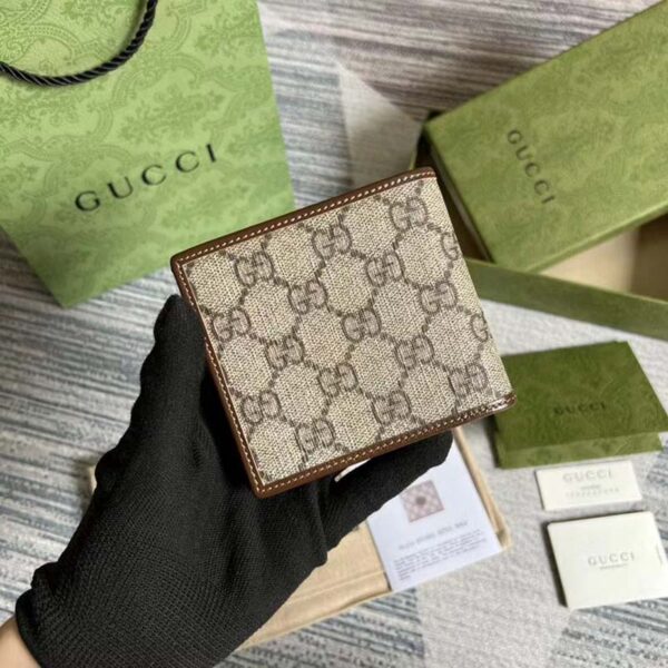 Gucci Unisex GG Wallet Interlocking G Beige Ebony GG Supreme Fabric (5)