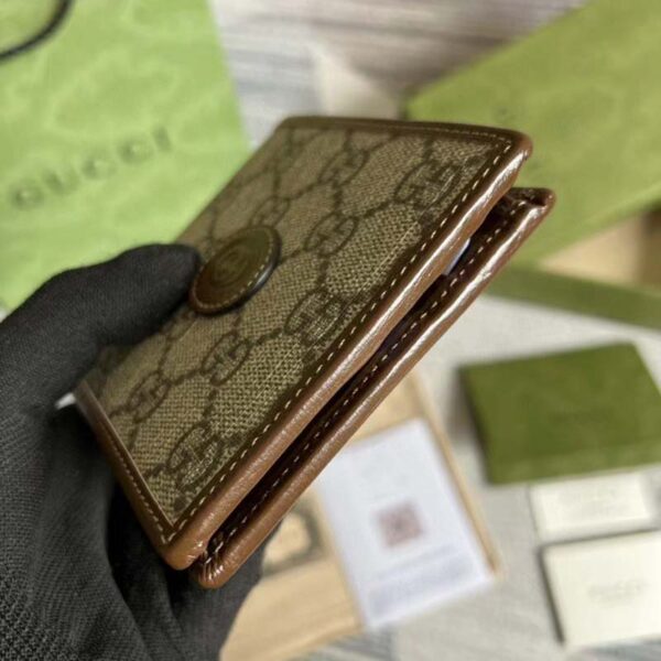 Gucci Unisex GG Wallet Interlocking G Beige Ebony GG Supreme Fabric (6)