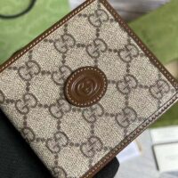 Gucci Unisex GG Wallet Interlocking G Beige Ebony GG Supreme Fabric (1)