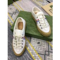 Gucci Unisex Interlocking G Sneaker Beige Cotton Rubber Sole Lace-Up Closure Flat (7)