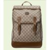 Gucci Unisex Medium Backpack Interlocking G Beige Ebony GG Supreme Canvas