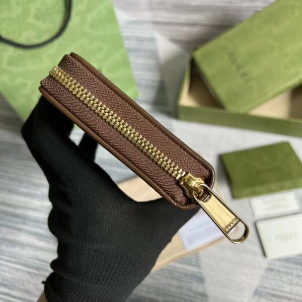 Gucci Unisex Zip Around Wallet Interlocking G Beige Ebony GG Supreme Canvas (9)