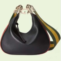 Gucci Women Attache Small Shoulder Bag Black Leather Orange Black Web (1)