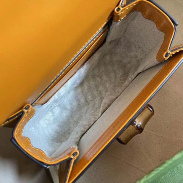 Gucci Women Bamboo 1947 Mini Top Handle Bag Orange Leather Bamboo Hardware (10)
