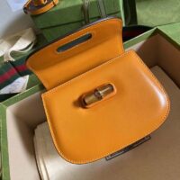 Gucci Women Bamboo 1947 Mini Top Handle Bag Orange Leather Bamboo Hardware (4)