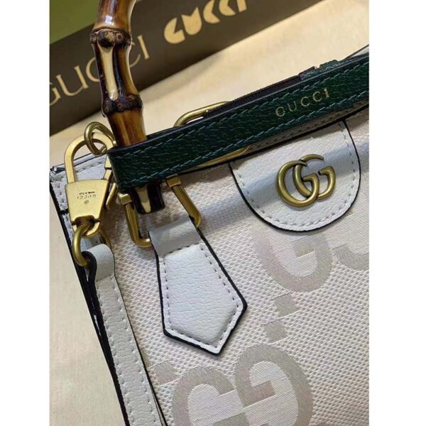 Gucci Women Diana Jumbo GG Mini Tote Bag Off-White Ivory Jumbo Canvas (1)