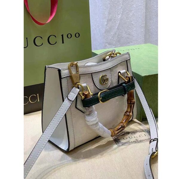 Gucci Women Diana Jumbo GG Mini Tote Bag Off-White Ivory Jumbo Canvas (8)