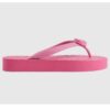 Gucci Women GG Chevron Thong Sandal Pink Rubber Resin Double G Flat