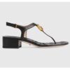 Gucci Women GG Double G Sandal Black Leather Sole Double G 5 Cm Heel