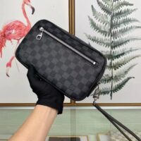 Louis Vuitton LV Unisex Kasai Clutch Grey Damier Graphite Canvas (8)