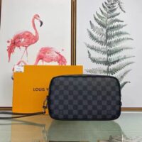 Louis Vuitton LV Unisex Kasai Clutch Grey Damier Graphite Canvas (8)