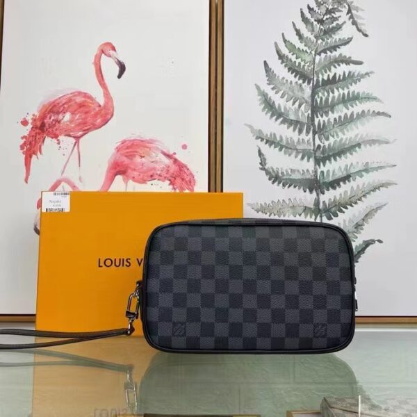 Louis Vuitton LV Unisex Kasai Clutch Grey Damier Graphite Canvas (6)