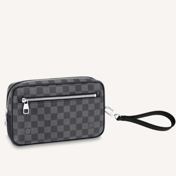 Louis Vuitton LV Unisex Kasai Clutch Grey Damier Graphite Canvas (8)