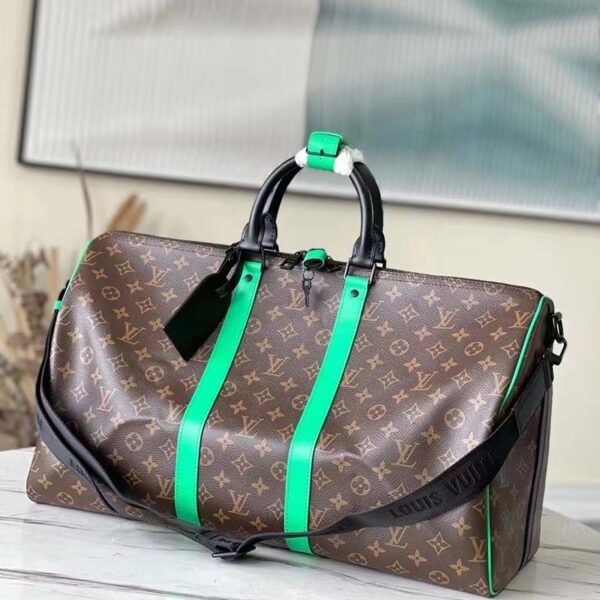 Louis Vuitton LV Unisex Keepall Bandoulière 50 Travel Bag Monogram Macassar Coated Canvas (3)
