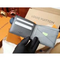 Louis Vuitton LV Unisex Multiple Wallet Gunmetal Gray Monogram Coated Canvas Taiga Cowhide (4)