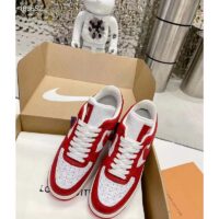 Louis Vuitton LV Unisex Nike Air Force 1 Sneaker Red Monogram Embossed Calf Leather (5)