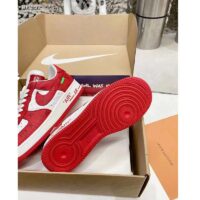 Louis Vuitton LV Unisex Nike Air Force 1 Sneaker Red Monogram Embossed Calf Leather (5)