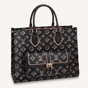 Louis Vuitton LV Unisex Onthego MM Tote Black Monogram Coated Canvas